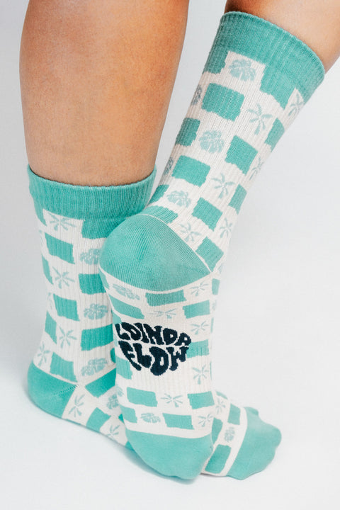 Tropical Checkers Knit Crew Sock by Loindaflow