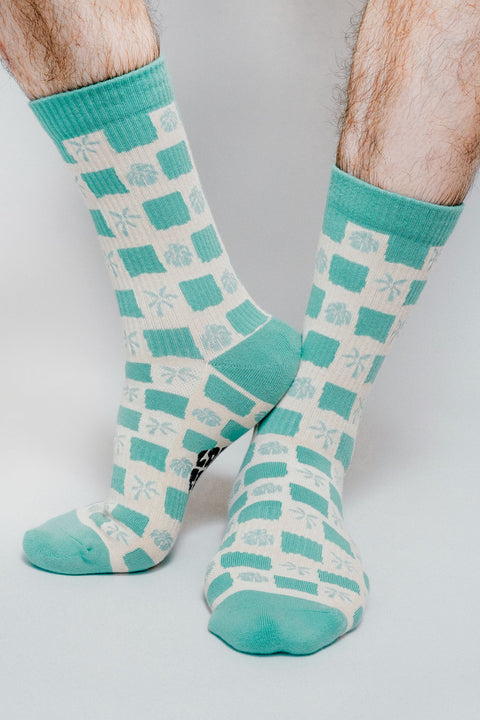 Tropical Checkers Knit Crew Sock by Loindaflow