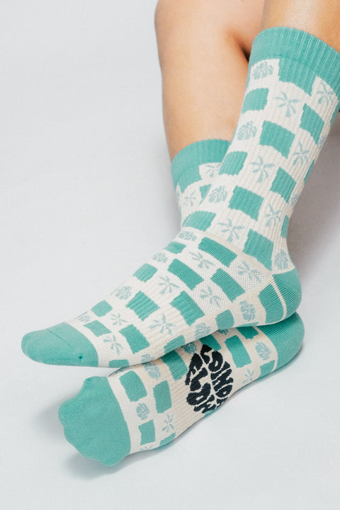 Tropical Checkers Knit Crew Sock by Loindaflow